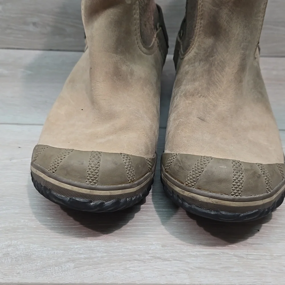 Sorel Women's Ankle Leather Rubber Tan&Brown Boots Shoes Sz 9